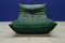 Bottle Green Velvet Togo Living Room by Michel Ducaroy for Ligne Roset, Set of 5 7