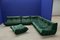 Bottle Green Velvet Togo Living Room by Michel Ducaroy for Ligne Roset, Set of 5 1
