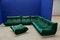 Bottle Green Velvet Togo Living Room Set by Michel Ducaroy for Ligne Roset, 1970s, Set of 5 1
