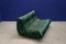 Bottle Green Velvet Togo Living Room by Michel Ducaroy for Ligne Roset, Set of 5 3