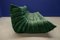 Bottle Green Velvet Togo Living Room by Michel Ducaroy for Ligne Roset, Set of 5 4