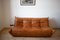 Vintage Dubai Pine Leather Togo Living Room Set by Michel Ducaroy for Ligne Roset, Set of 3 2