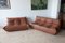 Kentucky Brown Leather Togo 2-Seat & 3-Seat Sofa Set by Michel Ducaroy for Ligne Roset, 1970s, Set of 2 1