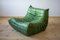 Vintage Green Leather Togo Living Room Set by Michel Ducaroy for Ligne Roset, Set of 5 16