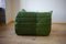 Mobilier de Salon Togo Vintage en Cuir Vert par Michel Ducaroy pour Ligne Roset, Set de 4 8