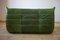 Vintage Green Leather Togo Living Room Set by Michel Ducaroy for Ligne Roset, Set of 4 5