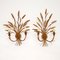 Antique Gilt Metal Wheat Sheaf Wall Sconce Lamps, Set of 2, Image 1