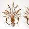 Antique Gilt Metal Wheat Sheaf Wall Sconce Lamps, Set of 2, Image 2