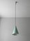 Mid-Century Mint Green Perforated Metal Pendant Lamp 1