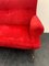 Sofa in Red Fabric with Black & Brass Feet, 1950s 8