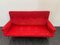 Sofa in Red Fabric with Black & Brass Feet, 1950s, Image 2