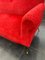 Sofa aus rotem Stoff mit schwarzen & Messingfüßen, 1950er 10