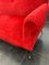 Sofa in Red Fabric with Black & Brass Feet, 1950s 10