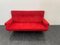 Sofa in Red Fabric with Black & Brass Feet, 1950s, Image 4