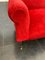 Sofa in Red Fabric with Black & Brass Feet, 1950s 9