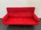 Sofa in Red Fabric with Black & Brass Feet, 1950s, Image 3