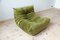 Vintage Olive Green Velvet Togo Lounge Chair and Pouf Set by Michel Ducaroy for Ligne Roset, 1970s, Set of 2 13