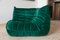 Bottle Green Velvet Togo Corner Chair by Michel Ducaroy for Ligne Roset 3
