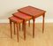 Yew Wood & Red Leather Embossed Nesting Tables, Set of 3 9