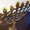 Large Israeli Brass Menorah Hanukkah Chandelier by Tamar 14