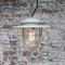Vintage Industrial White Metal & Clear Glass Pendant Lamp by Industria Rotterdam, Image 4