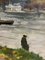 Boris Mikhailovich Lavrenko, On the River Bank, A Fisherman, anni '80, olio su tela, incorniciato, Immagine 3