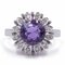Vintage 14 Karat White Gold Ring with Central 3 CT Amethyst and Diamonds, 1970s 1