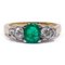 Vintage 18 Karat Gold Ring with Central Emerald and 0.50 CT Cut Diamonds, 1940s 1