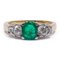 Vintage 18 Karat Gold Ring with Central Emerald and 0.50 CT Cut Diamonds, 1940s, Image 1