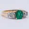Vintage 18 Karat Gold Ring with Central Emerald and 0.50 CT Cut Diamonds, 1940s, Image 2