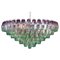 Poliedri Pink and Green Murano Glass Chandelier, 1970 1