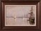 Studio marino impressionista di un porto e di velieri, fine XIX secolo, olio su pannello, con cornice, Immagine 1