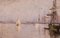 Impressionistische Meeresstudie eines Hafens und Segelschiffe, 1880er, Öl auf Holz, Gerahmt 2