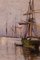 Studio marino impressionista di un porto e di velieri, fine XIX secolo, olio su pannello, con cornice, Immagine 3