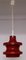 Lampada da soffitto vintage con paralume in vetro rosso e bianco, anni '70, Immagine 1