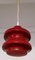 Vintage Ceiling Lamp with Red Segmented & Inside White Undertaking Glass Screen, 1970s, Image 2