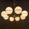 Lampadario in ottone con 8 sfere in vetro opalino, Italia, Immagine 5