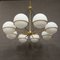Lampadario in ottone con 8 sfere in vetro opalino, Italia, Immagine 1