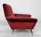 Armchair in Bordeaux Velvet with Stiletto Feet with Brass Final, 1950s 3