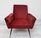 Armchair in Bordeaux Velvet with Stiletto Feet with Brass Final, 1950s 1
