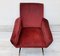 Armchair in Bordeaux Velvet with Stiletto Feet with Brass Final, 1950s 2