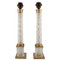 Tall Clear Crystal Glass & Brass Table Lamps, France, Set of 2, Image 1