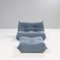 Blue TOGO 2-Seat Sofa & Footstool by Michel Ducaroy for Ligne Roset, Set of 2 3