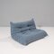 Blue TOGO 2-Seat Sofa & Footstool by Michel Ducaroy for Ligne Roset, Set of 2 4