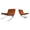 Cognac Leather Barcelona Chairs Set with Ottoman for Knoll, 1960s, Image 1