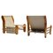 Italian Minimalist Pine Lounge Chairs with Canvas, 1970s, Set of 2, Image 3