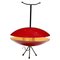 Lampe Space Age Mid-Century Rouge et Noire avec Socle en Laiton, 1970s 1