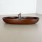 Large Brass & Leather Handle Teak Bowl by Carl Auböck, Austria, 1950s, Image 2