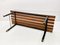 Mid-Century Italian Teak and Black Enameled Metal Bench with Brass Feet, 1960s, Image 9