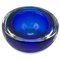 Italian Sommerso Deep Blue Murano Art Glass Ashtray or Bowl by Flavio Poli, 1960s 1
